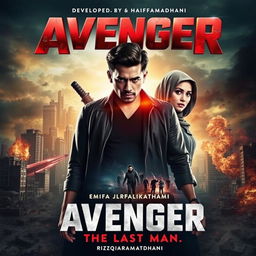 A movie poster titled 'Avenger: The Last Man', developed by Rizqiramadhani and starring actors Awalakthar and Haifa Adibah