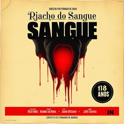 Um pôster vintage para o filme de 1966, "Riacho do Sangue", dirigido por Fernando de Barros