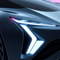 Futuristic concept car design with innovative headlights and taillights