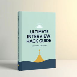 Book cover design for "The Ultimate Interview Hack Guide - Unlocking Job Offers" in a minimalistic style that evokes hope and aspiration