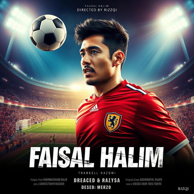 Design a cinema movie poster featuring Faisal Halim, the famous football player