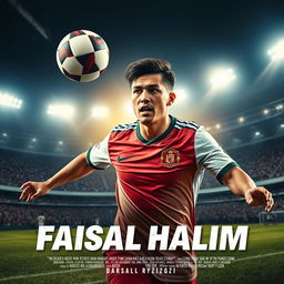 Design a cinema movie poster featuring Faisal Halim, the famous football player