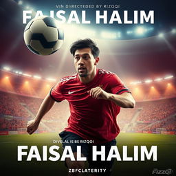 Design a cinema movie poster featuring Faisal Halim, the famous football player