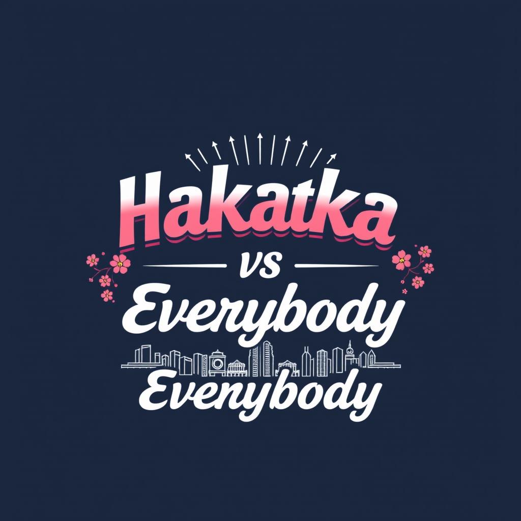 A stylish T-shirt design featuring the text "Hakata Fukuoka vs Everybody" boldly displayed across the front