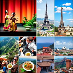 A captivating series of images showcasing the diverse dance forms, famous foods, and notable places from different regions