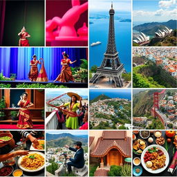 A captivating series of images showcasing the diverse dance forms, famous foods, and notable places from different regions