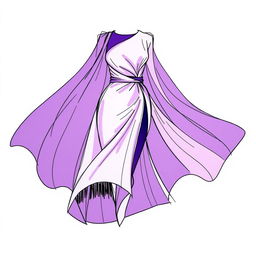 A sketch of a stylish, modern dress emphasizing the application of the LINE element in its design