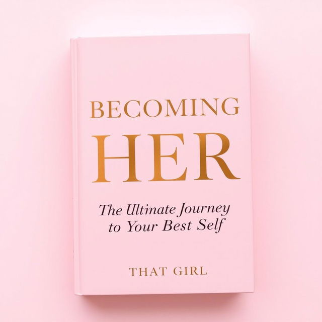 A book cover design with a soft pink background