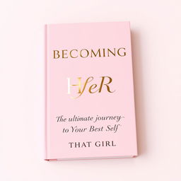 A book cover design with a soft pink background