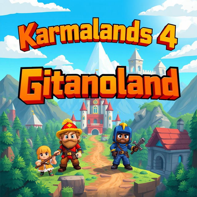 Replace the text "Karmalands 4" with "Gitanoland" in a colorful, blocky font