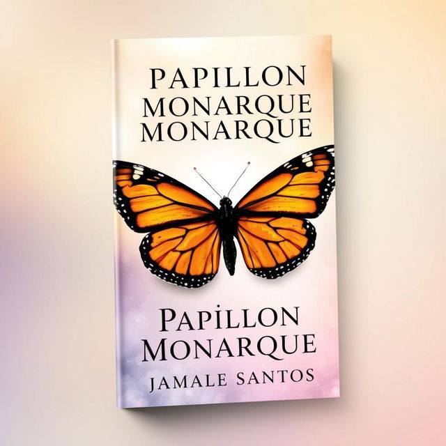 A captivating book cover design for a novel titled 'Papillon Monarque' by Jamale Santos