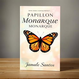 A captivating book cover design for a novel titled 'Papillon Monarque' by Jamale Santos