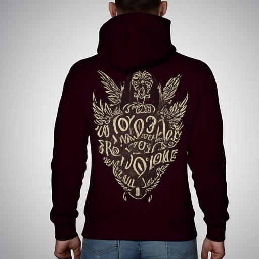 Design a new, stylish and glamorous hoodie with an attractive and wonderful drawing on the back