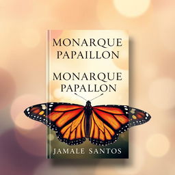 Book cover for "Monarque Papillon" by Jamale Santos, featuring a vivid and detailed monarch butterfly in the foreground