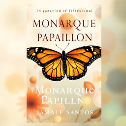 Book cover for "Monarque Papillon" by Jamale Santos, featuring a vivid and detailed monarch butterfly in the foreground