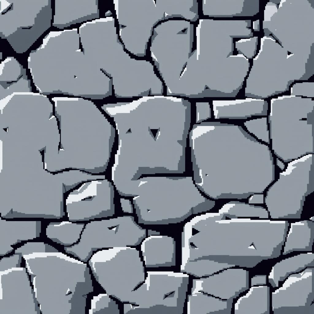 An extremely simple grey rock texture in pixel art style, featuring minimalistic pixel design and flat, uniform color