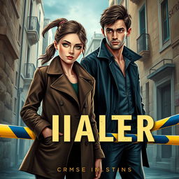 A captivating book cover featuring a young female detective and a male detective standing in an intriguing Maltese city setting