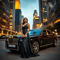 Elegant fashion scene in a sophisticated urban environment