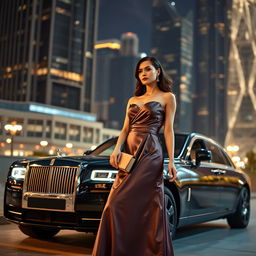 Elegant fashion scene in a sophisticated urban environment