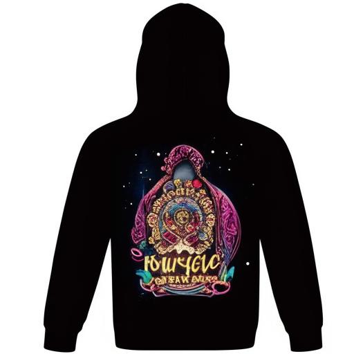 Design a new, stylish and glamorous hoodie with an attractive and wonderful drawing on the back