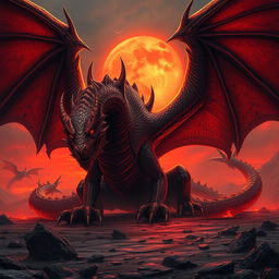 An ominous and malevolent copper dragon, its scales reflecting a dark, reddish hue with an aura of evil