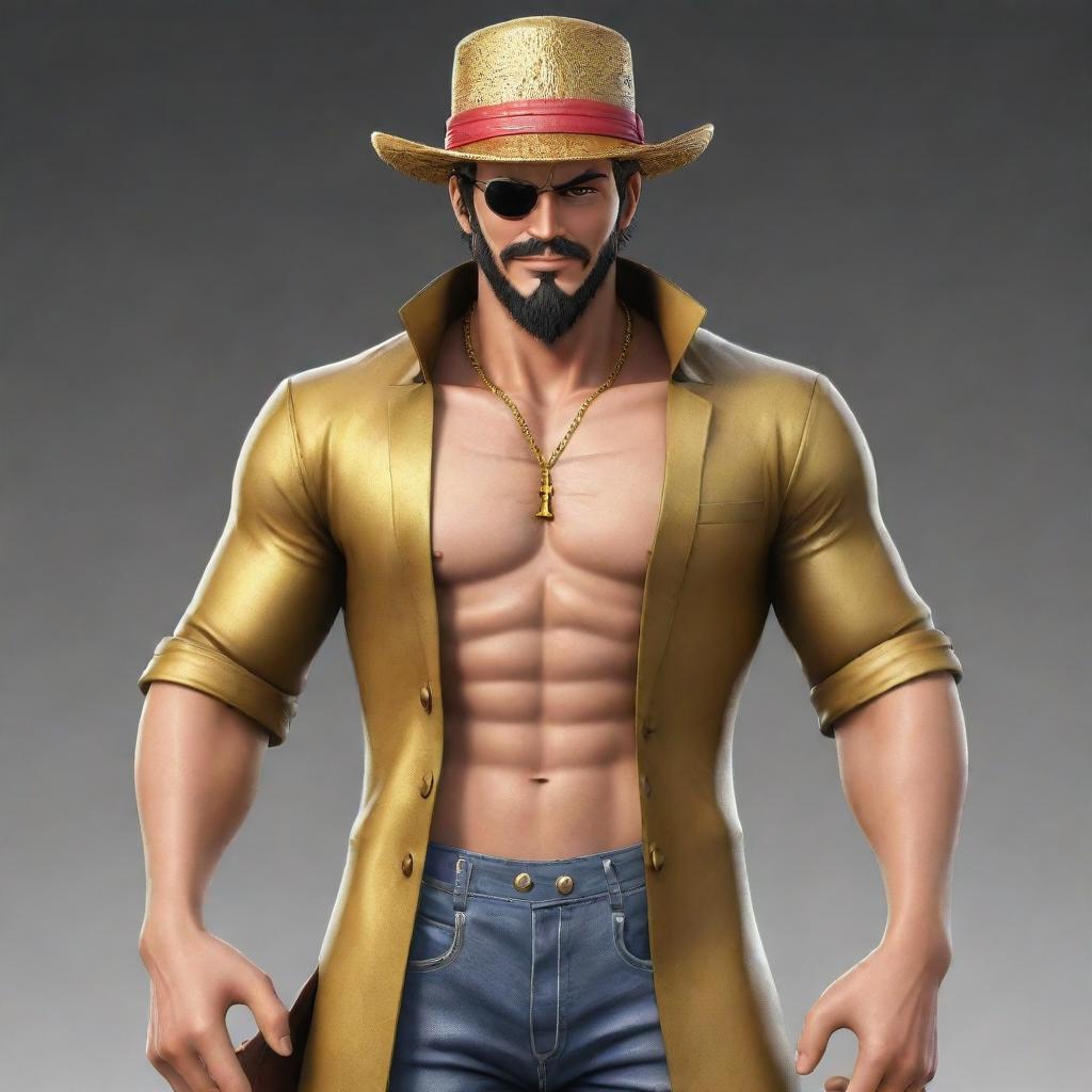 Gold D. Roger, styled in the aesthetic of One Piece Bounty Rush, standing triumphantly