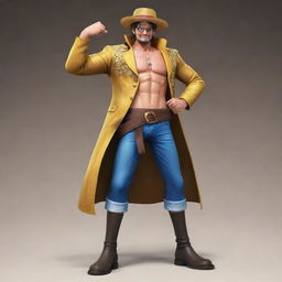 Gold D. Roger, styled in the aesthetic of One Piece Bounty Rush, standing triumphantly