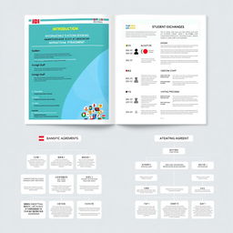 A structured booklet and flowchart design for the International Relations Division, featuring professional and academic elements