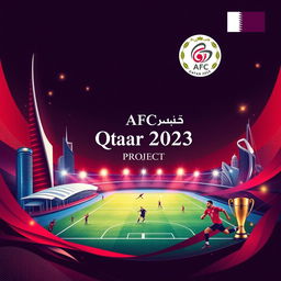 A dynamic and visually engaging cover page design for the AFC Qatar 2023 project