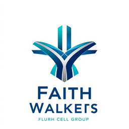 A contemporary logo for "Faith Walkers," a church cell group, designed with a modern and fresh aesthetic