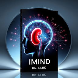 A futuristic digital art book cover for "IMIND" by DR