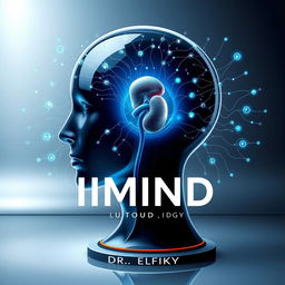 A futuristic digital art book cover for "IMIND" by DR