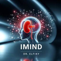 A futuristic digital art book cover for "IMIND" by DR