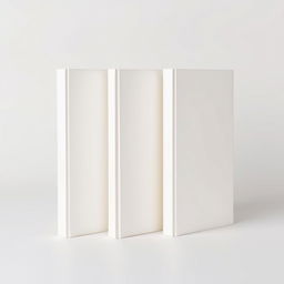 Three blank books standing upright, with a seamless design allowing for easy substitution during editing