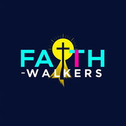 A modern and trendy logo for "Faith Walkers," designed to appeal to Generation Z, featuring the group name in bold, stylish typography that makes a prominent statement