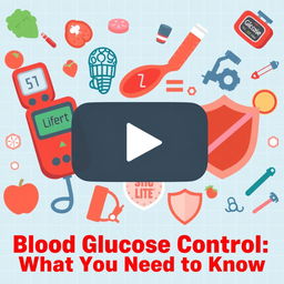 An engaging YouTube thumbnail illustrating the concept of blood glucose control