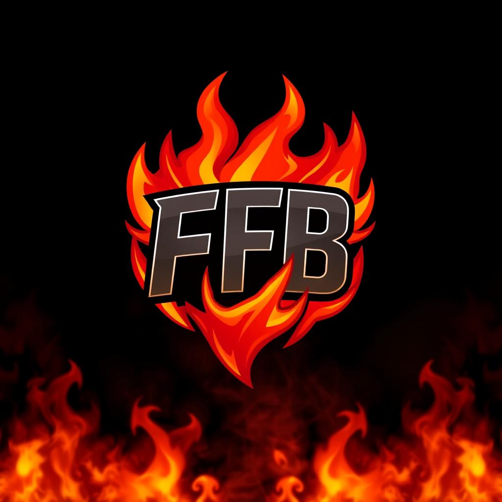 A dynamic gamer-style logo featuring the letters 'FFB' enveloped in flames