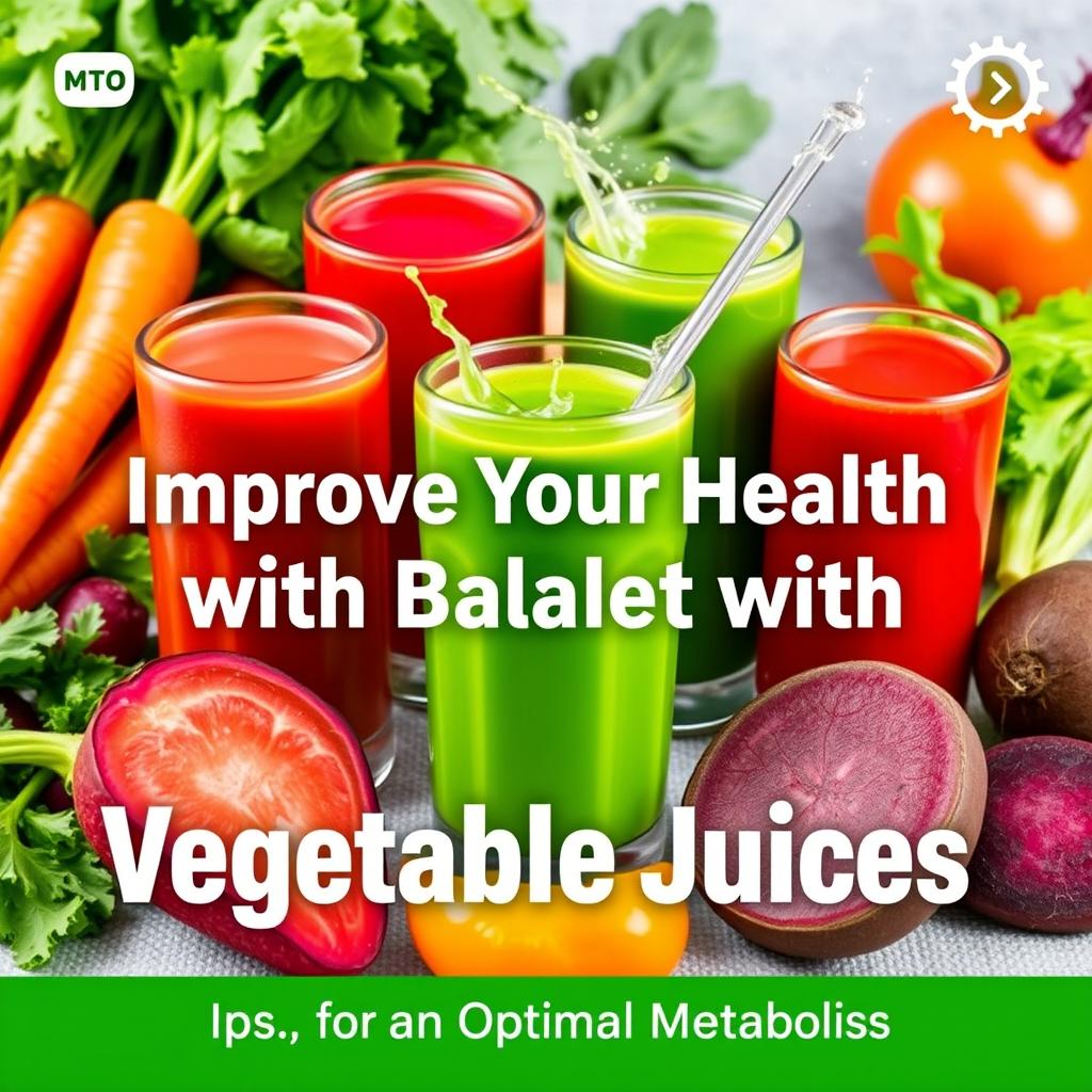 An eye-catching YouTube thumbnail promoting health improvement through vegetable juices