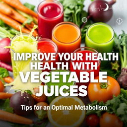 An eye-catching YouTube thumbnail promoting health improvement through vegetable juices