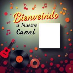 Miniatura atractiva para un video de introducción a un canal de música, con espacio reservado para insertar una foto personal