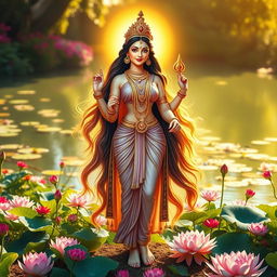 A representation of the Hindu goddess Lakshmi, embodying beauty and grace