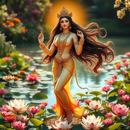 A representation of the Hindu goddess Lakshmi, embodying beauty and grace