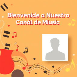 Miniatura atractiva en español para un video de introducción a un canal de música, con espacio reservado para insertar una foto personal