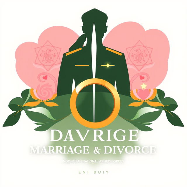 A book cover design illustrating the dynamics of marriage and divorce within the life of the Indonesian National Armed Forces (TNI)