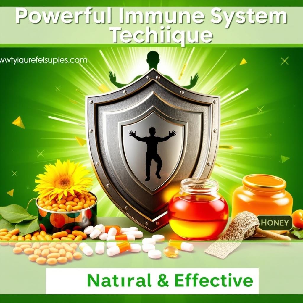 A compelling YouTube thumbnail showcasing powerful techniques and supplements for a stronger immune system