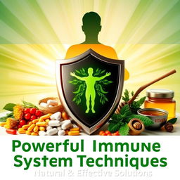 A compelling YouTube thumbnail highlighting natural techniques and supplements for a powerful immune system