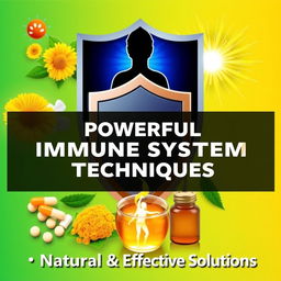 A compelling YouTube thumbnail highlighting natural techniques and supplements for a powerful immune system