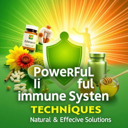 A compelling YouTube thumbnail highlighting natural techniques and supplements for a powerful immune system