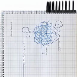 Design a physics notebook that symbolizes meticulous calculations and hidden creativity