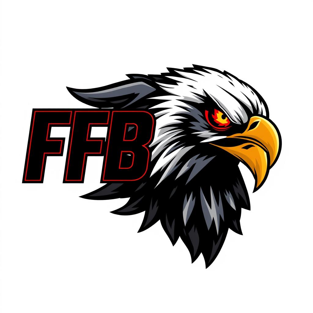 A striking gamer logo featuring the letters 'FFB' alongside a majestic eagle with fiery eyes